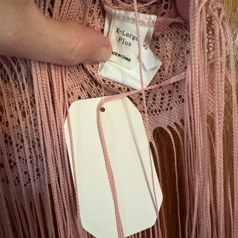 Pink Fringe Lace Top
